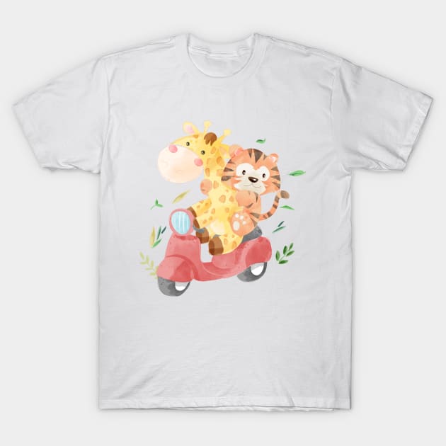 cute animal friends riding scooter T-Shirt by Tshirt lover 1